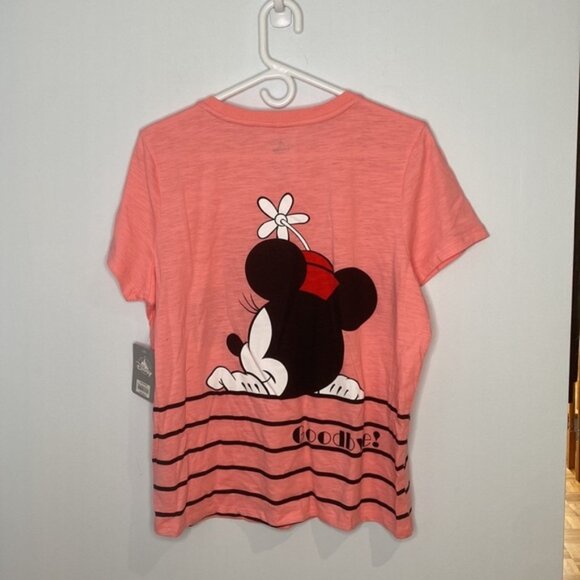Disneys Women Pink Salmon Graphic Minnie Mouse Short Sleeve T-shirt Size Large - Picture 6 of 11
